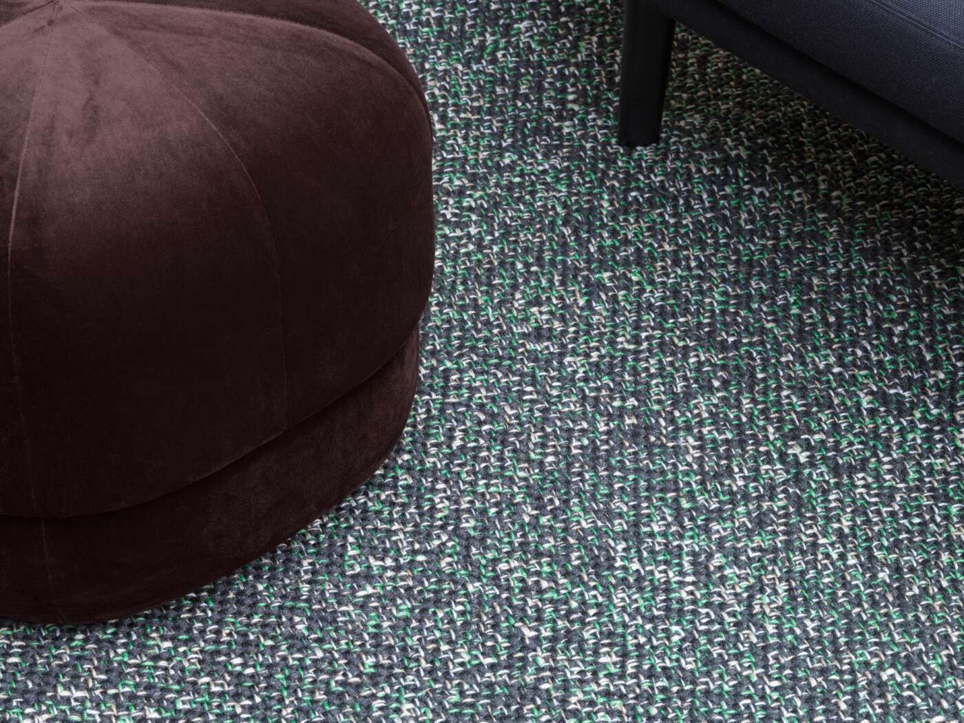Close-up of Polli rug texture – woven from recycled plastic yarn